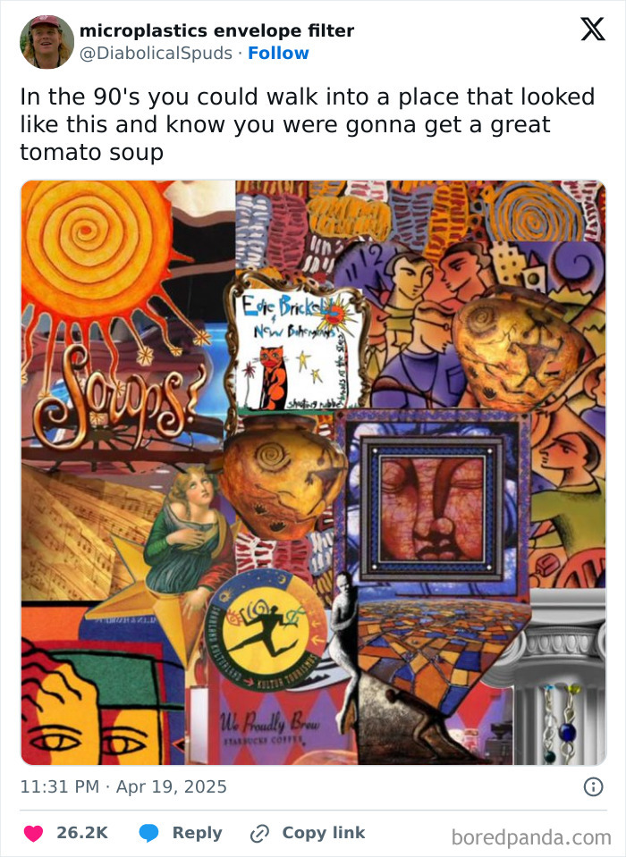 Colorful 90s mural art representing nostalgic changes through the years according to people online discussions.