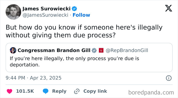 Screenshot of a political debate on social media with people expressing frustration about immigration policies online.
