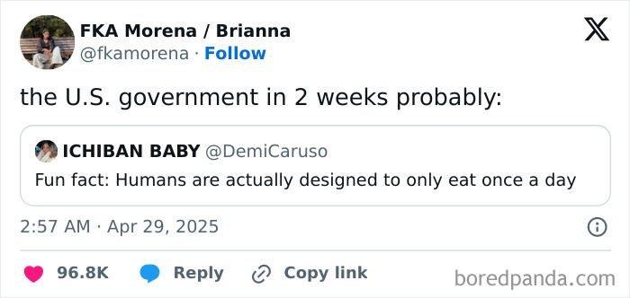 Screenshot of a political social media post showing frustration with the U.S. government, illustrating online political opinions.