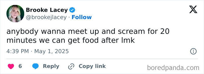 Screenshot of a Millennial mind meme on Instagram page with a tweet about meeting up and screaming for 20 minutes.