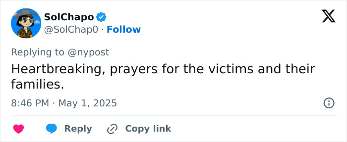 Tweet expressing heartbreak and prayers for victims and families after Vancouver attack involving Hallmark actor&rsquo;s wife and child.