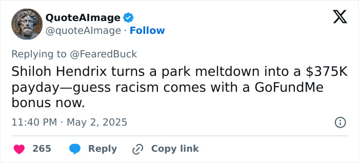 Screenshot of a tweet discussing a woman raising hundreds in a GoFundMe after a racist playground incident.