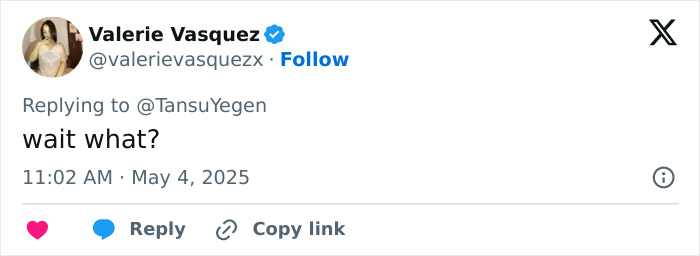 Social media post showing Valerie Vasquez reacting with surprise, related to Michael Jackson's iconic lean controversy.