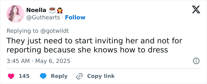 Twitter user praising reporter’s fashion sense, highlighting how she outshines celebs on Met Gala red carpet. Twitter user praising reporter’s fashion sense, highlighting how she outshines celebs on Met Gala red carpet.