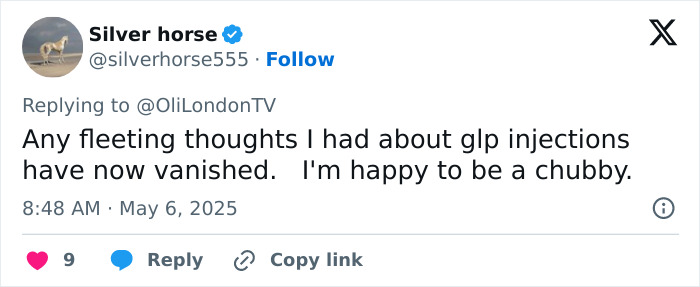 Screenshot of a tweet about Ozempic discussing weight loss and personal feelings following Met Gala 2025 reactions.