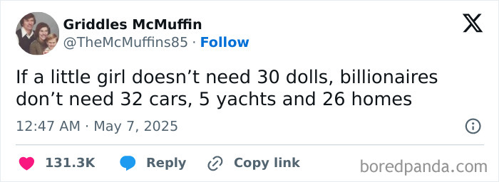 Social media user expressing frustration with political and economic inequality in a viral online post.