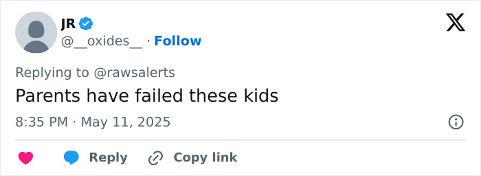 Tweet showing user JR commenting Parents have failed these kids in response to cops opening fire on boys in Minecraft and Star Wars pajamas. Tweet showing user JR commenting Parents have failed these kids in response to cops opening fire on boys in Minecraft and Star Wars pajamas.