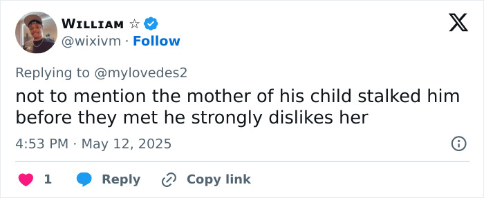 Tweet from William replying about Justin Bieber&rsquo;s controversial Mother's Day post sparking online fury and debate.
