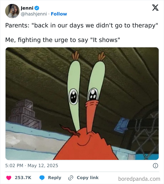 Funny tweet meme with cartoon crab character expressing awkwardness, part of popular May tweets collection.