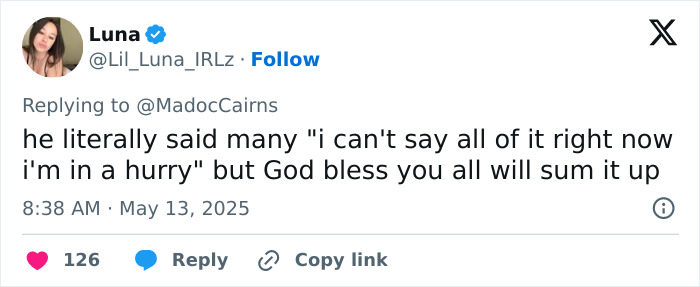 Screenshot of a viral tweet discussing the Pope&rsquo;s one-word message to the United States going viral.