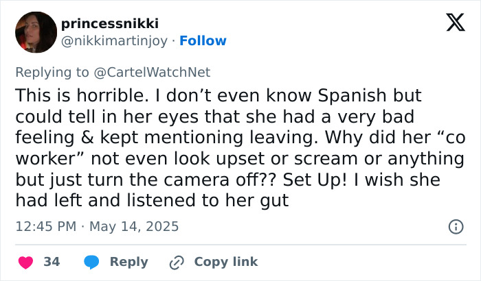 Tweet from user reacting to a 23-year-old influencer fatally shot during a live streaming session. Tweet from user reacting to a 23-year-old influencer fatally shot during a live streaming session.
