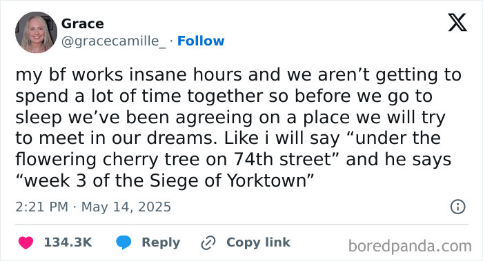 Screenshot of a funny tweet from May about dreaming of meeting places, part of humorous May tweets collection.