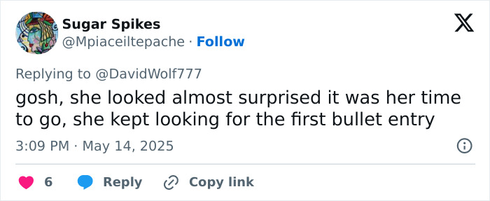 Tweet comment on fatal shooting of 23-year-old influencer during live streaming, expressing shock and disbelief. Tweet comment on fatal shooting of 23-year-old influencer during live streaming, expressing shock and disbelief.