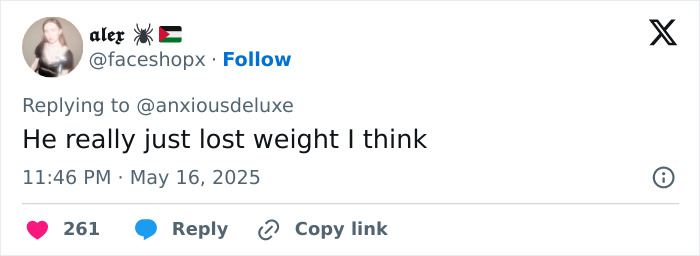 Screenshot of a social media comment speculating about Pedro Pascal’s new jaw, mentioning weight loss and plastic surgery rumors. Screenshot of a social media comment speculating about Pedro Pascal’s new jaw, mentioning weight loss and plastic surgery rumors.
