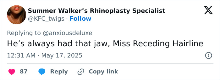 Screenshot of a tweet discussing Pedro Pascal’s new jaw, sparking debate about plastic surgery or Ozempic effects. Screenshot of a tweet discussing Pedro Pascal’s new jaw, sparking debate about plastic surgery or Ozempic effects.