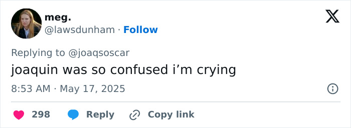 Screenshot of a tweet showing a user reacting to a lip reader decoding Pedro Pascal&rsquo;s unintentionally offensive hand wave.