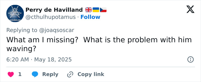 Screenshot of a tweet questioning the issue with Pedro Pascal's unintentionally offensive hand wave decoded by a lip reader.
