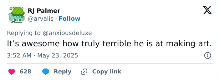 Screenshot of a social media comment mocking Adrien Brody’s art piece, reflecting harsh public reactions at Cannes. Screenshot of a social media comment mocking Adrien Brody’s art piece, reflecting harsh public reactions at Cannes.