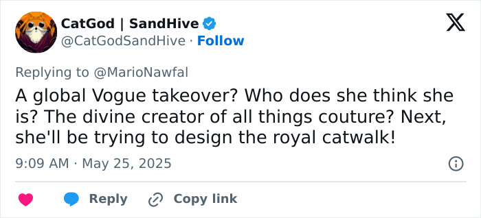 Tweet about a Vogue takeover involving Meghan Markle&rsquo;s diva demands and the fallout with the editor.