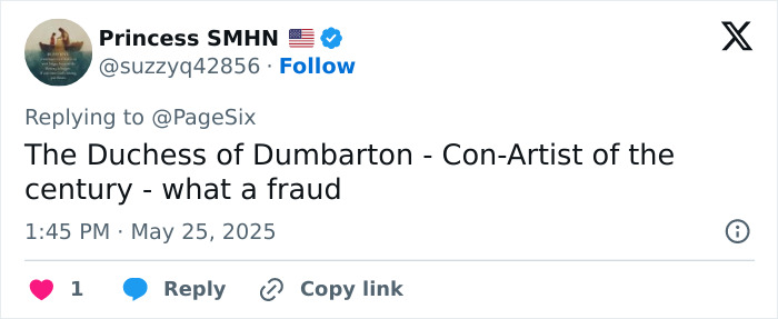 Tweet criticizing the Duchess of Dumbarton as a fraud amid Meghan Markle Vogue cover diva demands controversy.