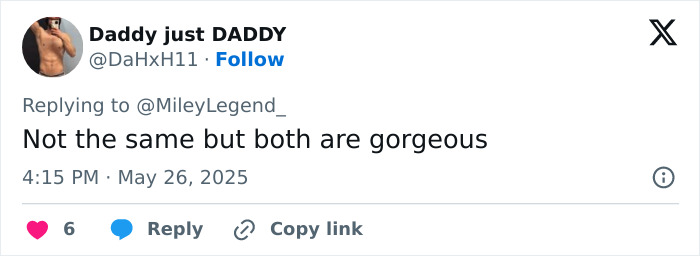 Screenshot of a Twitter reply discussing Miley Cyrus and Demi Lovato wedding dress controversy among fans.