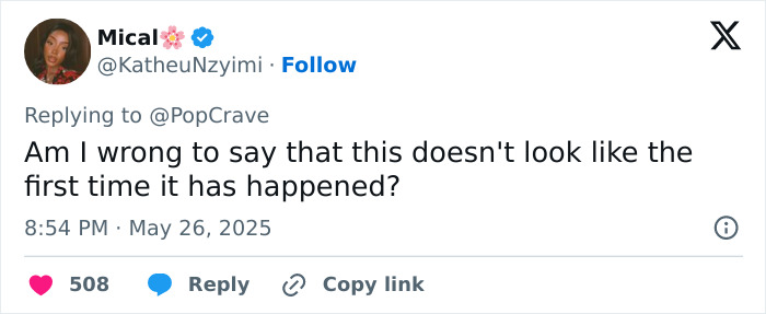 Tweet by Mical questioning if Emmanuel and Brigitte Macron’s airport incident suggests repeated grooming rumors. Tweet by Mical questioning if Emmanuel and Brigitte Macron’s airport incident suggests repeated grooming rumors.
