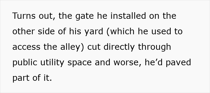 Text describing a man attempting to sabotage his neighbor&rsquo;s fence with the plan backfiring and the fence still standing.