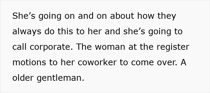 Text excerpt describing a confrontation involving a con artist Karen at Dunkin Donuts stopped by a customer finding loopholes. Text excerpt describing a confrontation involving a con artist Karen at Dunkin Donuts stopped by a customer finding loopholes.
