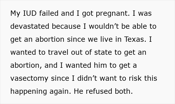 Man Refuses Vasectomy, Bans Abortion, Acts Shocked When Ex-Wife Initiates Custody On Her Terms