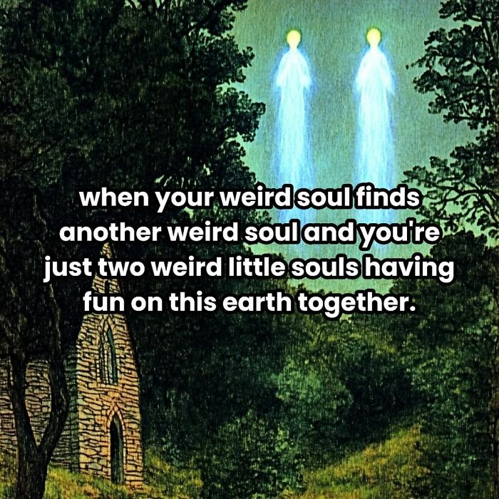 Wholesome quote about two weird souls having fun together, featured in cute and wholesome posts by a dedicated group.