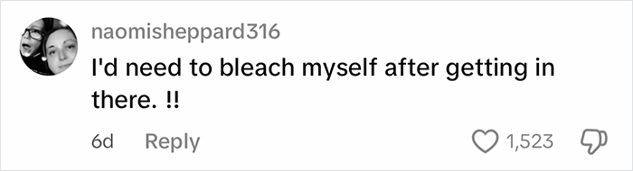 Social media comment reacting to woman cleaning out a filthy car, expressing disbelief at the mess inside.