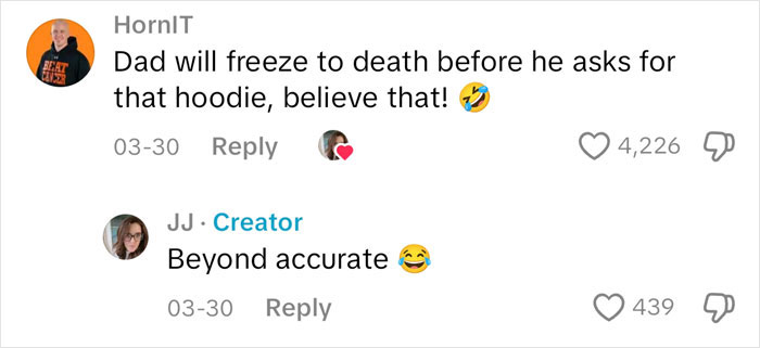 Screenshot of social media comments showing funny family revenge involving packing their own clothes, going viral online.