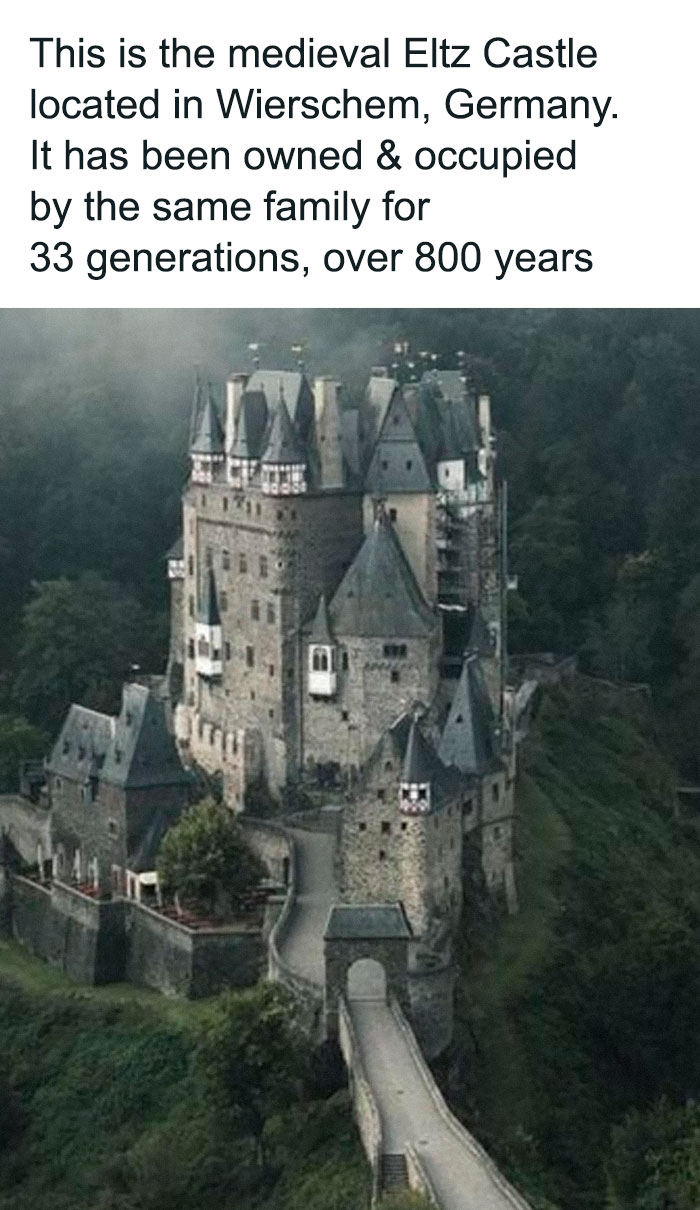 Medieval Eltz Castle in Germany surrounded by dense fog, evoking disturbing and unsettling events atmosphere.
