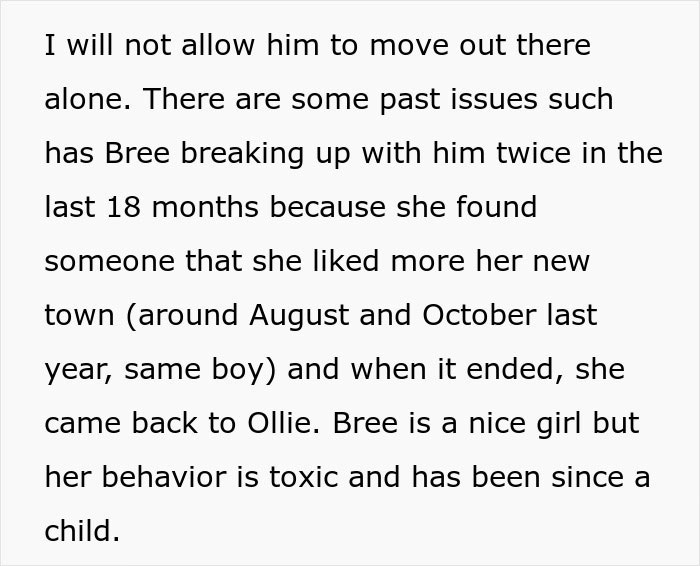 Text excerpt about relationship challenges involving a teen son, highlighting issues related to getting girlfriend pregnant on purpose.