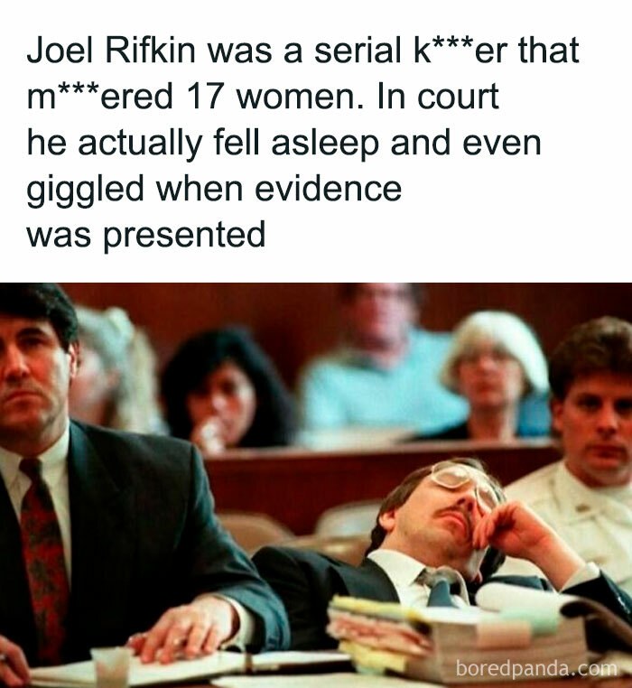 Disturbing courtroom moment with serial killer Joel Rifkin falling asleep during evidence in unsettling events that actually happened.