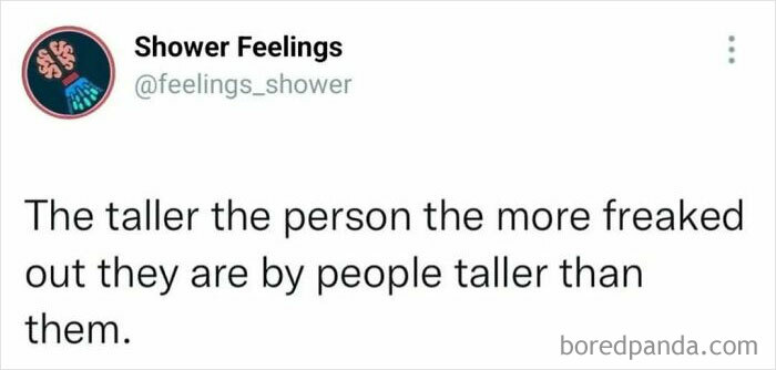 Screenshot of a Shower Feelings tweet about thoughts on height and reactions while showering.