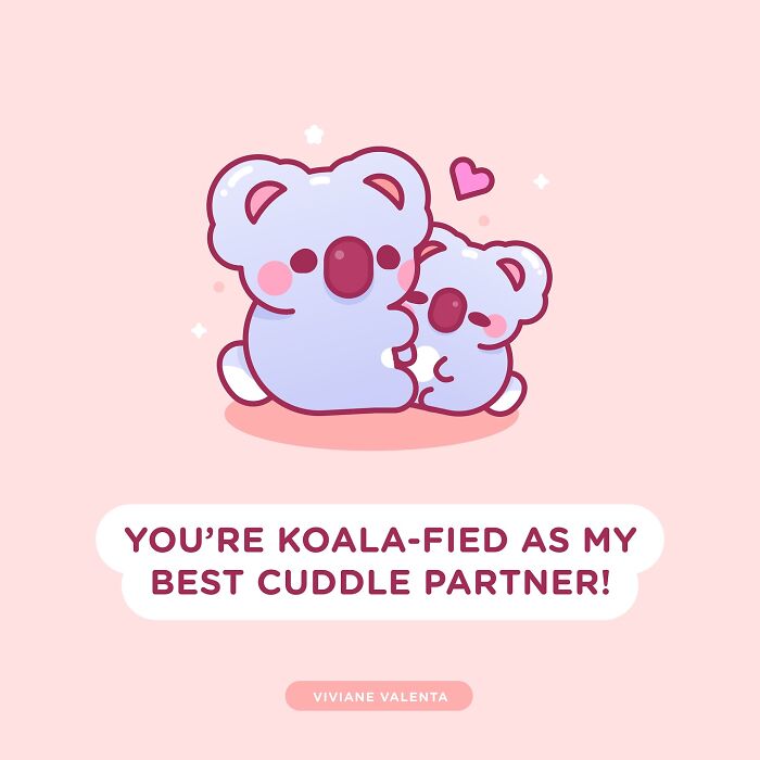 Cute koala illustration with a food pun, part of food puns and cute frogs illustrations by Viviane Valenta.