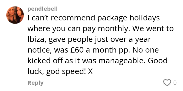 Comment discussing manageable payment plans for hen parties and the growing debate over costs online.