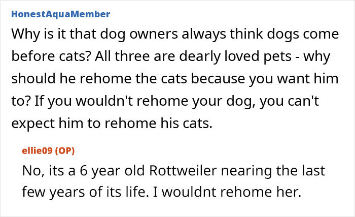 Rottweiler Owner Asks If She&rsquo;s Being Unreasonable To Want To Get Rid Of Fianc&eacute;&rsquo;s Cats