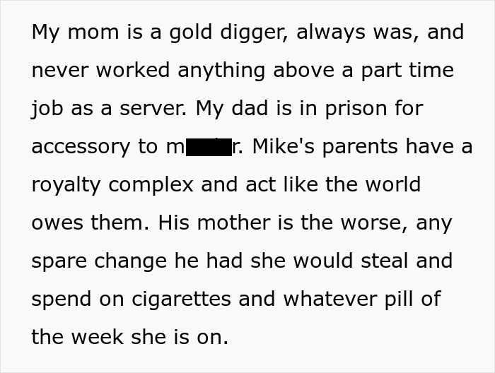 Text excerpt discussing a husband and wife hiding wealth from dysfunctional families for their safety. Text excerpt discussing a husband and wife hiding wealth from dysfunctional families for their safety.