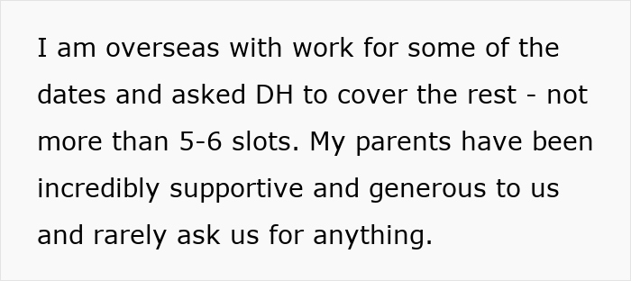 Text discussing a wife asking husband to help check on elderly parents’ home, he refuses, calling it too much. Text discussing a wife asking husband to help check on elderly parents’ home, he refuses, calling it too much.