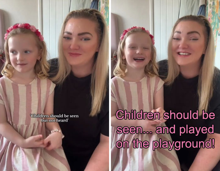 A woman and child responding to toxic parenting phrases, highlighting healing through children's thoughtful replies.