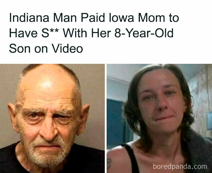 Mugshots of an elderly man and a woman linked to disturbing and unsettling events involving a child in a police case report.