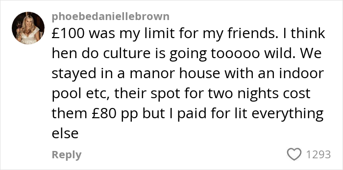 Social media post discussing whether paying for hen parties has become too expensive and out of hand.