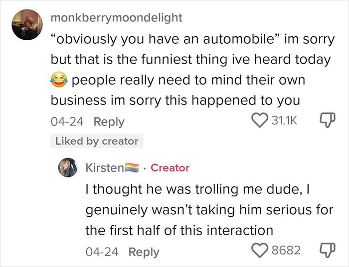 Comments on social media about a woman with POTS facing harassment for not appearing disabled enough while using her car.