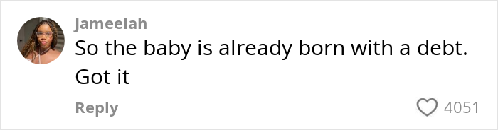 Social media comment about the high cost of giving birth in the US with a caption on baby boy&rsquo;s medical bill.