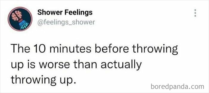 Screenshot of a Shower Feelings tweet about discomfort, relating to thoughts to occupy your brain while showering.