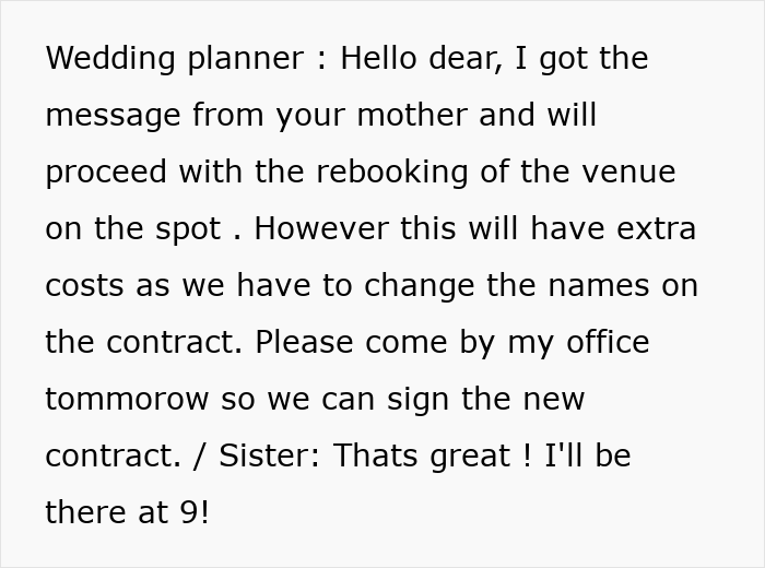 Couple books wedding venue years in advance, surprised when pregnant sister demands to rebook at extra cost.