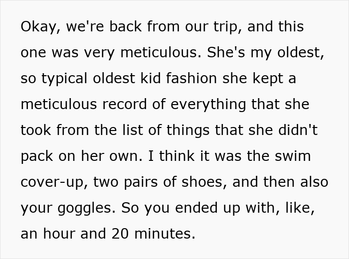 Alt text: Mom gets petty revenge by making family pack for themselves after a meticulous trip checklist goes viral online