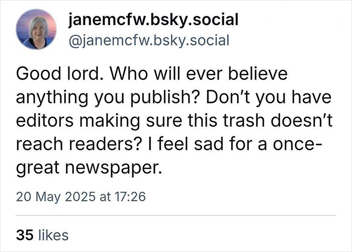 Social media post criticizes 2025 summer reading list in major newspapers for featuring non-existent books.